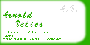 arnold velics business card